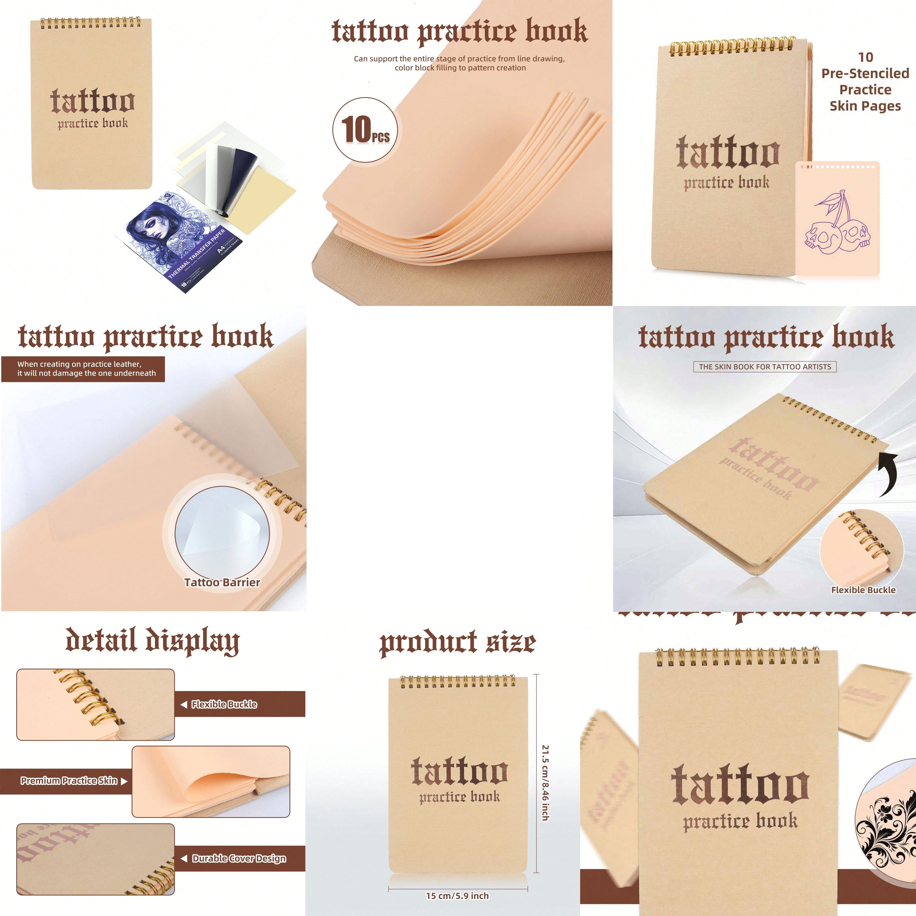 Tattoo Practice Book with Silicone Skin