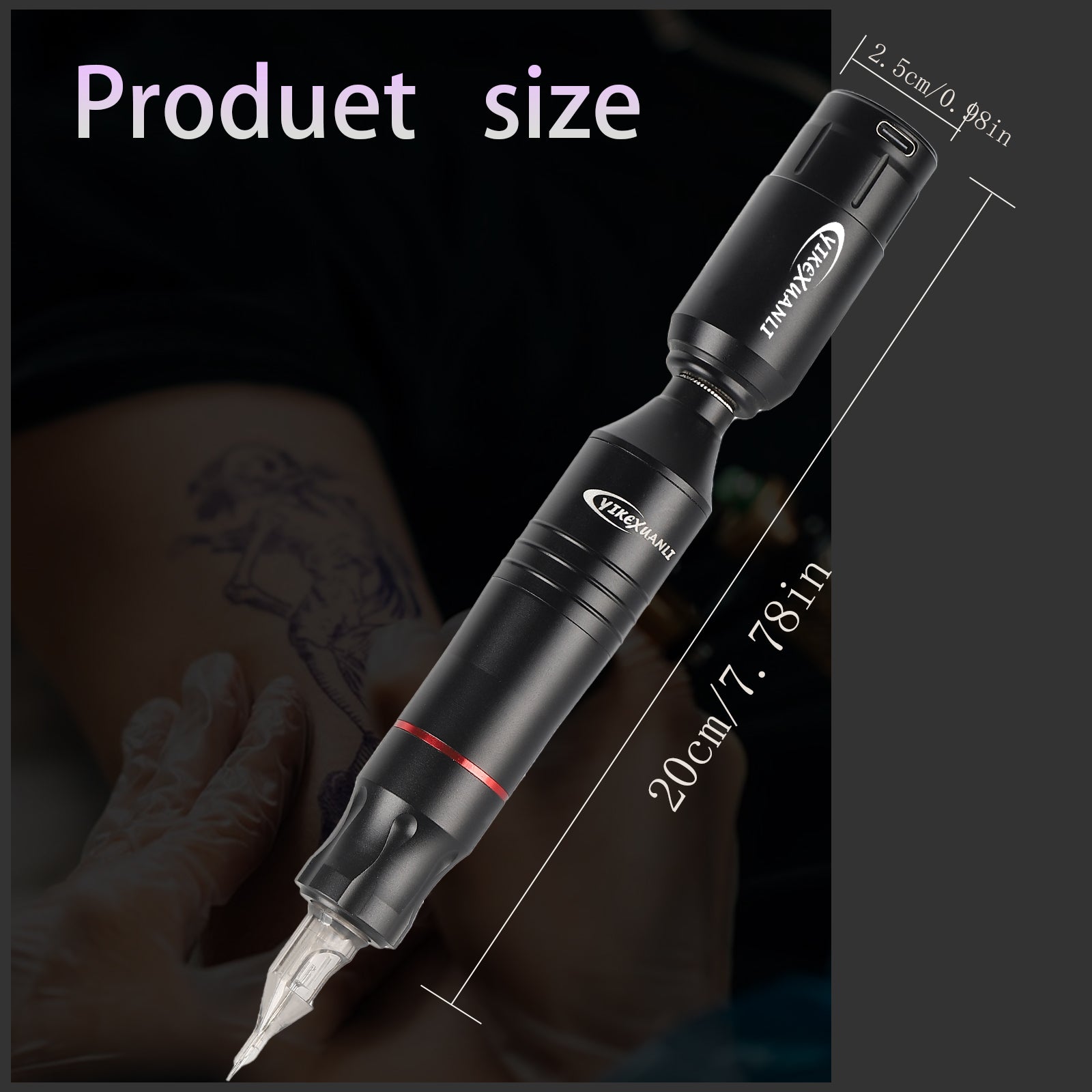 Tattoo practice kit with cartridge needles, ink cups, gloves, and practice skin